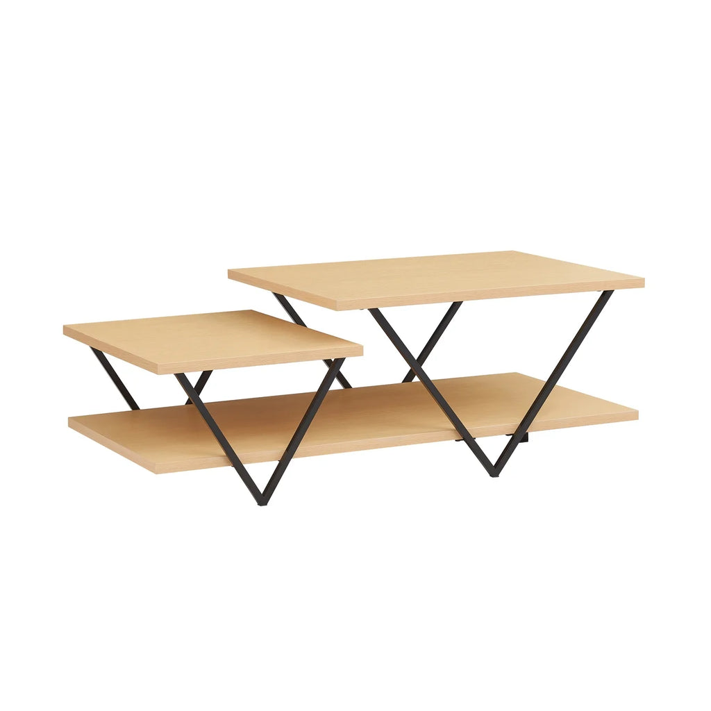 48 Inch 2 Tier Coffee Table with Bottom Shelf M8842