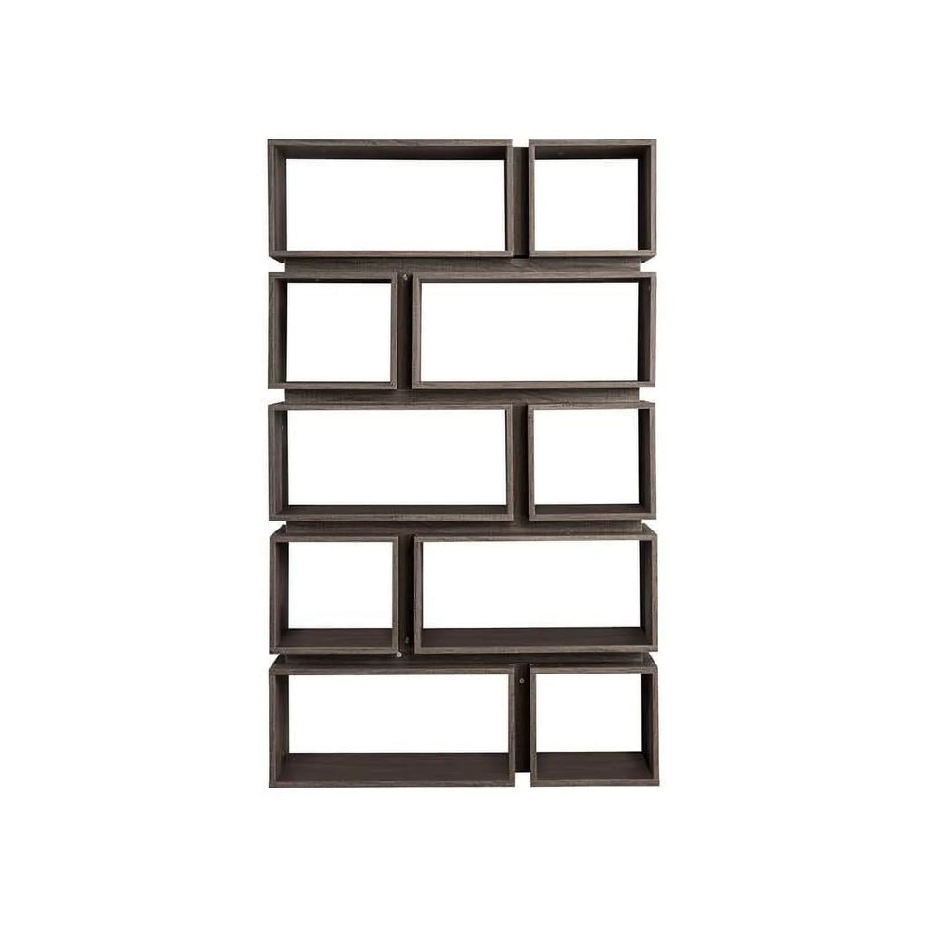 Distressed Gray Wood Geometric Bookcase H456343