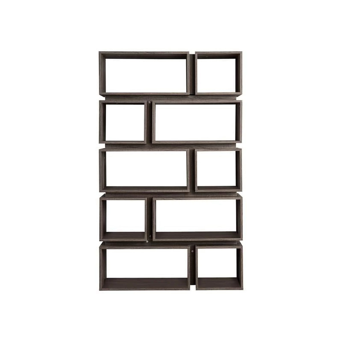 Distressed Gray Wood Geometric Bookcase H456343