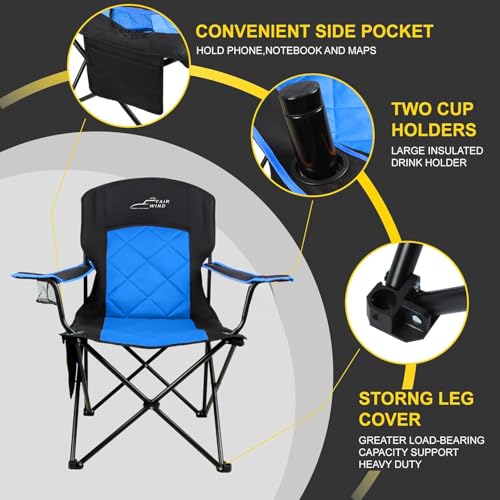 Oversized Padded Camping Chair 2 Pack Black T7368