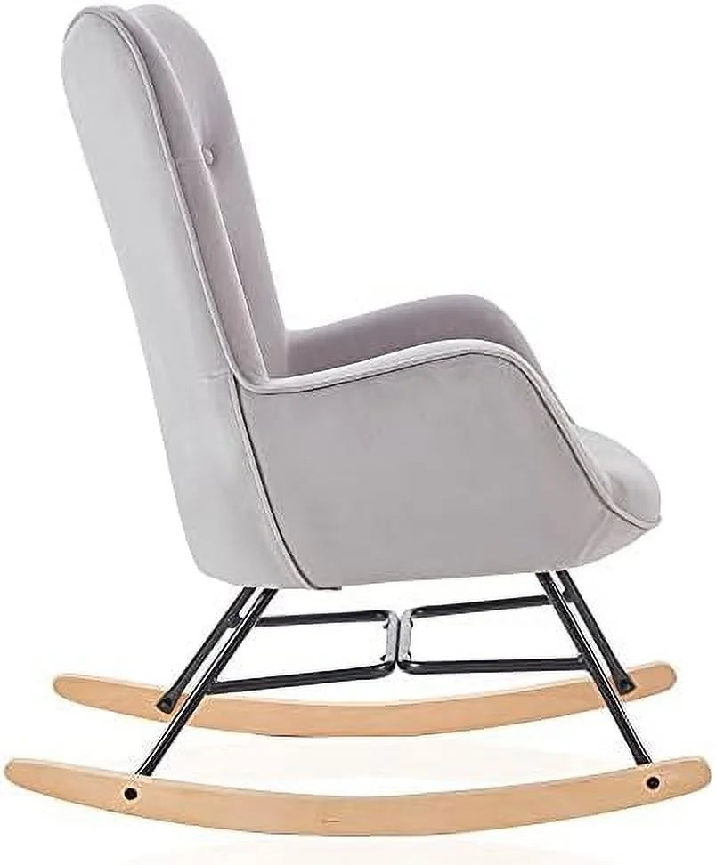 Gray Velvet Upholstered Rocking Chair K2170