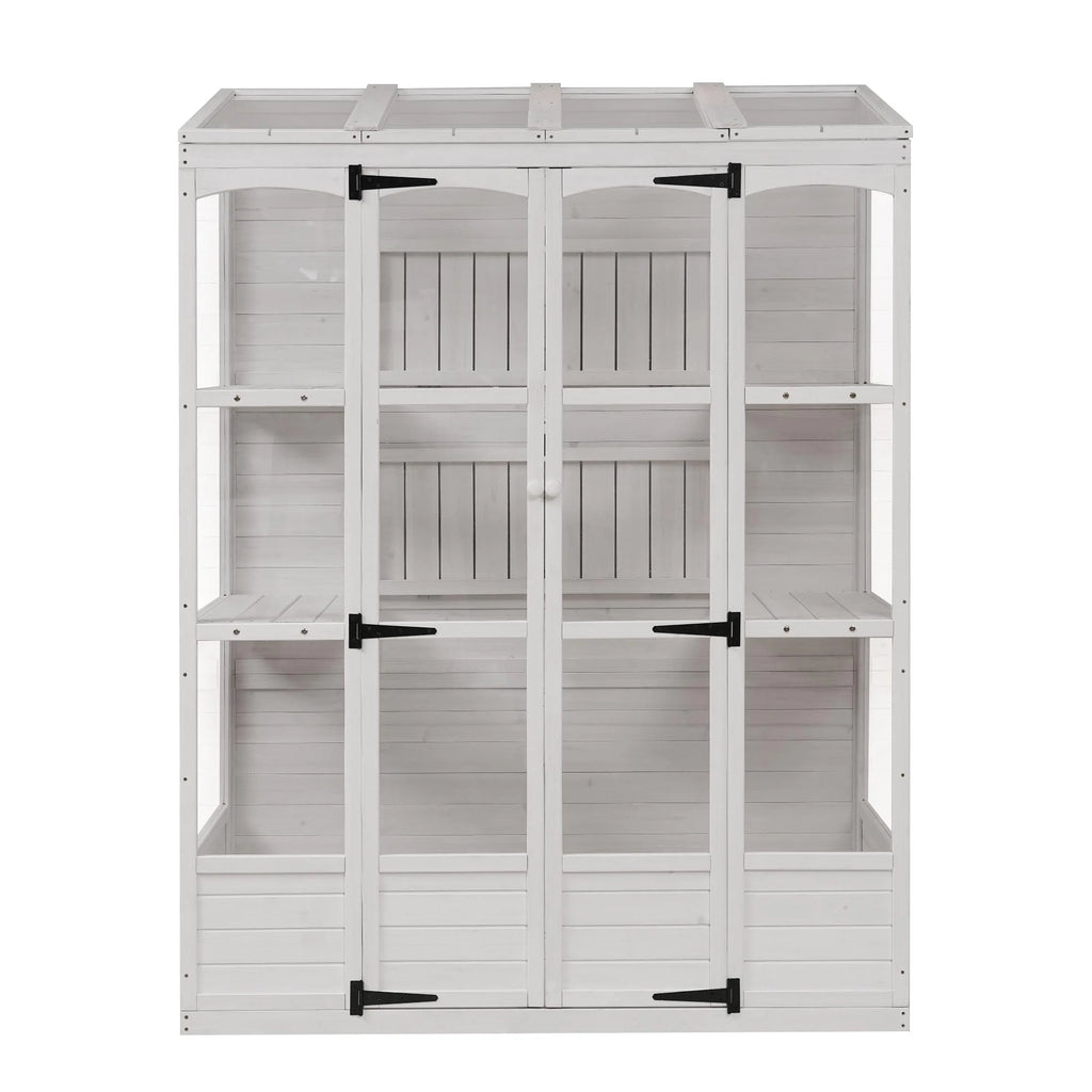 57.9"W x 29.1"D x 78.1"H Polycarbonate Greenhouse with Folding Shelves and Windows P564366