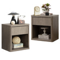Gray Set of 2 Wood Nightstands with Drawer Y519