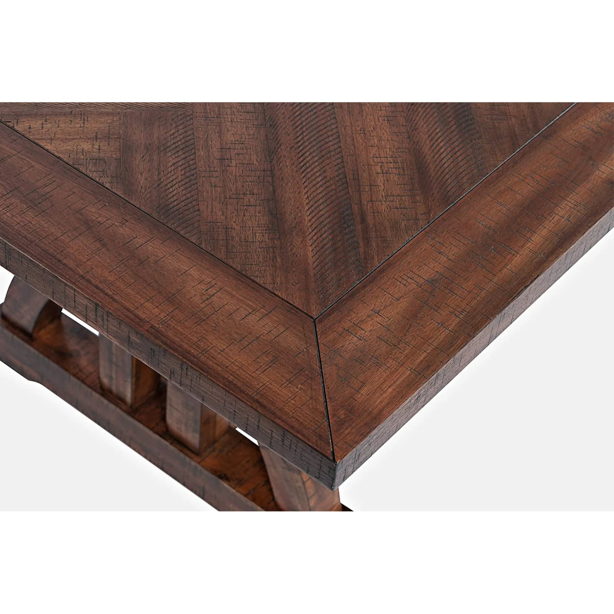 Distressed Acacia Herringbone Dining Table F6428