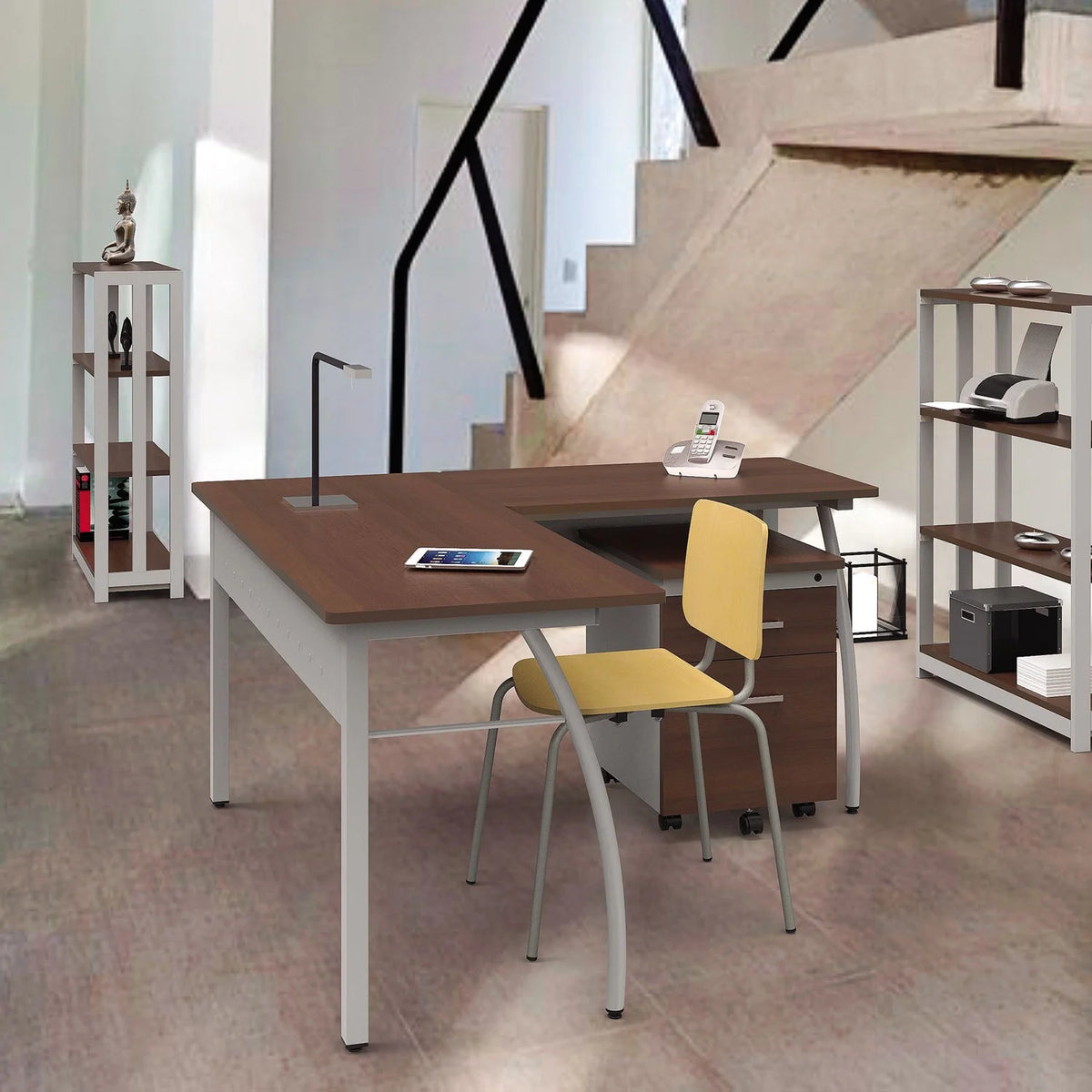 L-Shaped Desk, 59.13" x 59.13" x 29.5", Cherry L71505