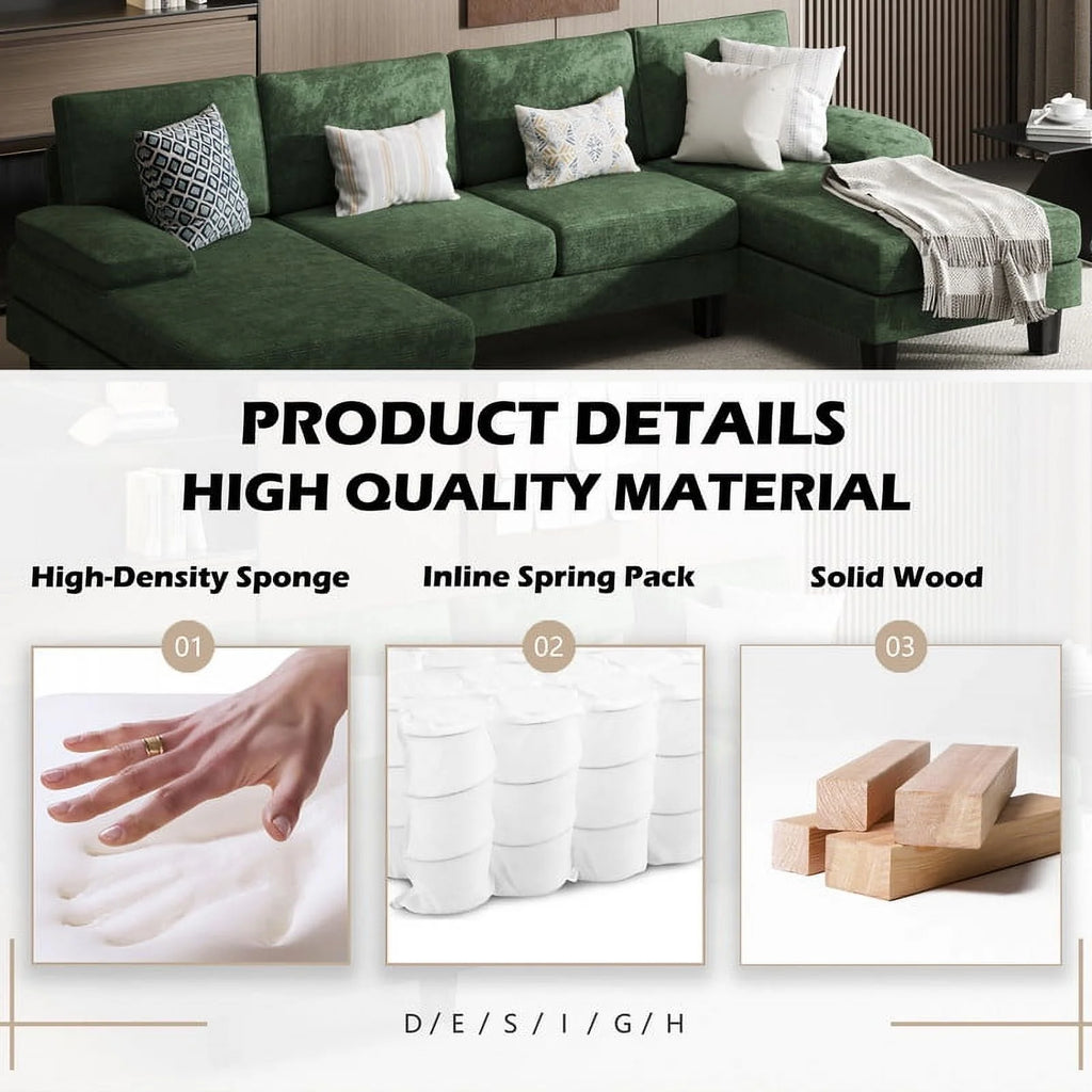 Gray Chenille U-Shape Sectional Sofa S793