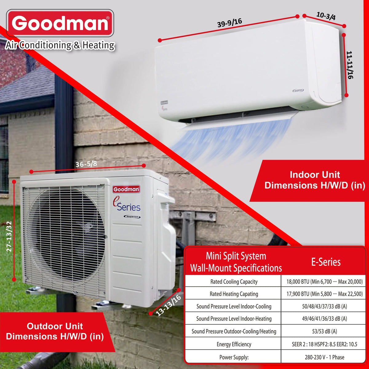 9,000 BTU 18 SEER2 Ductless Mini-Split Heat Pump Air Conditioner J59917