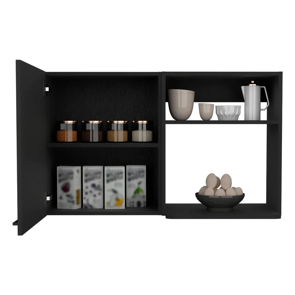 2 Piece Kitchen Set, Wall Cabinet + Utility Sink, Black Wengue Finish U37580
