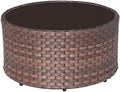 Round Outdoor Coffee Table with Tempered Glass Top Brown V174