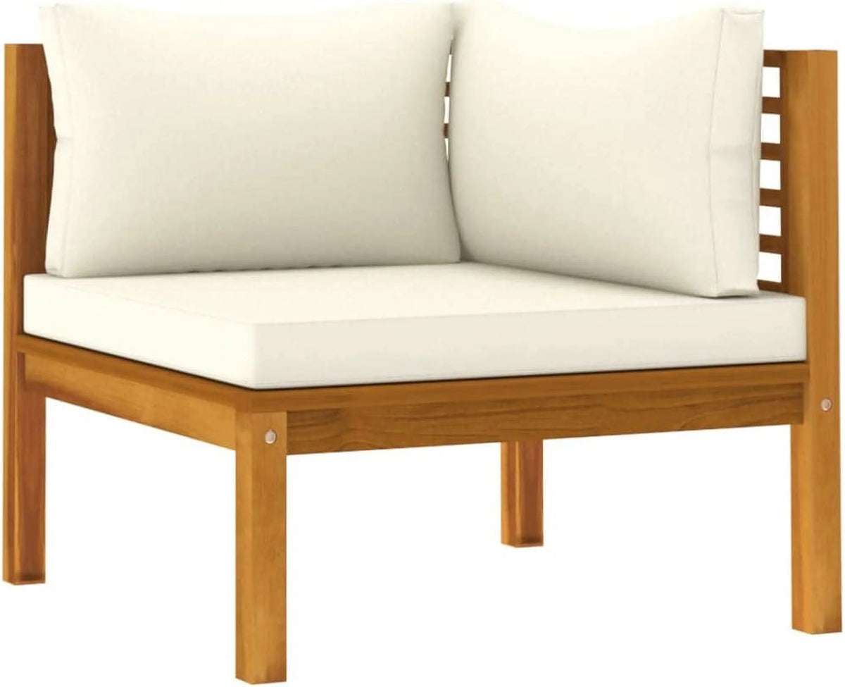 Patio Chairs with Tea Table and Cushions Acacia Wood Outdoor Furniture Set J412477