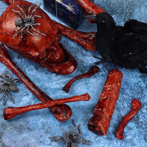 Blood Red Halloween Skeleton Set Fake Bloody Severed Bone Feet Broken Body Parts Props E772