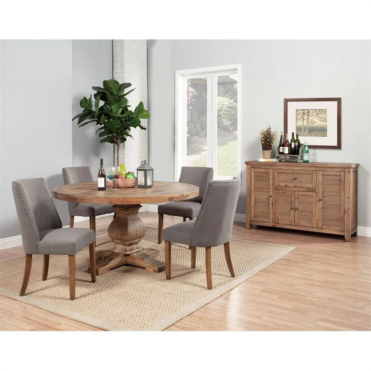 5 Piece Dining Set with Round Table and 4 Chairs W38846