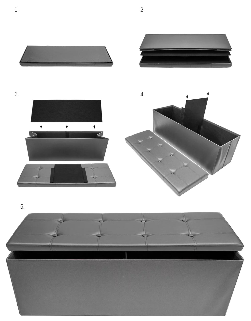 Faux Leather Folding Storage Ottoman Bench V8024