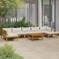 Patio Chairs with Tea Table and Cushions Acacia Wood Outdoor Furniture Set J412477