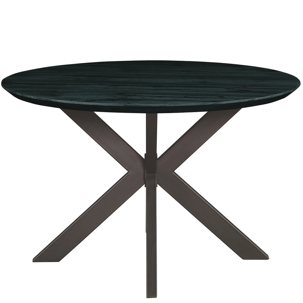 47" Round Wood Dining Table with Metal Base P9729