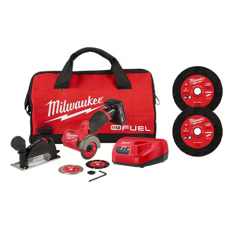 12V Brushless Cordless Cut Off Saw Kit with 3 in. Metal Cut Off Wheels U75644