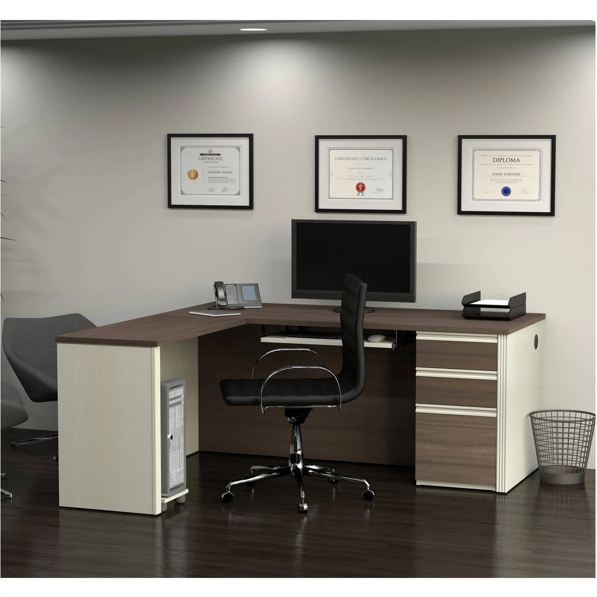 L-Shaped Workstation with Pedestal R692019