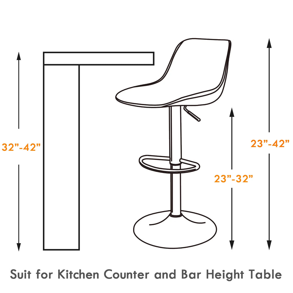 Adjustable White PU Leather Bar Stools Set of 2 F6051
