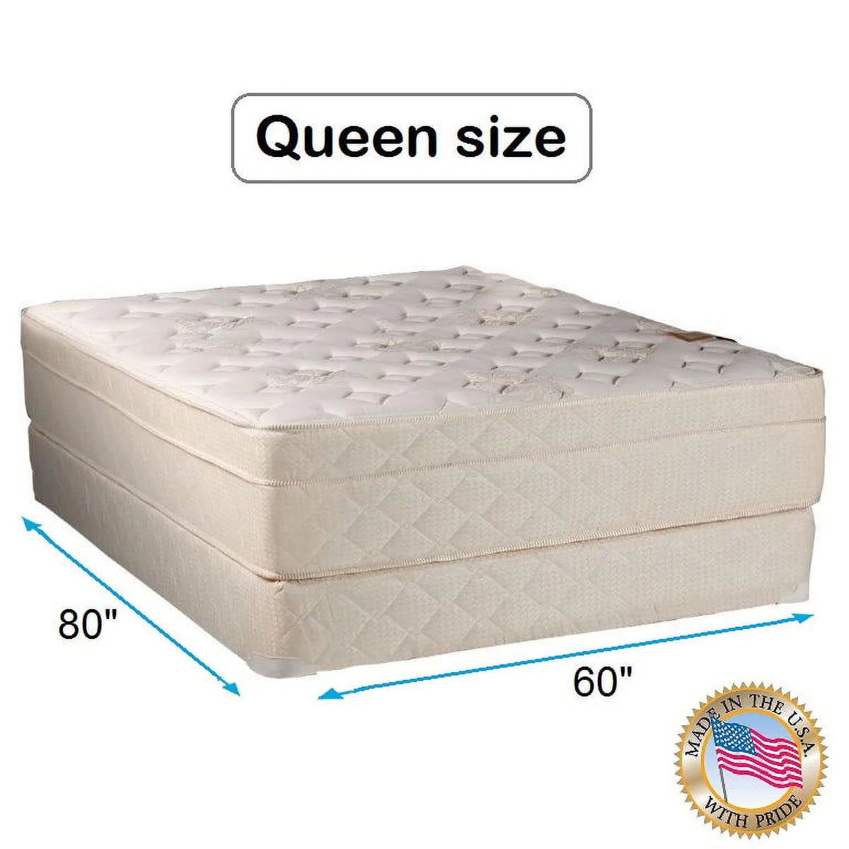 Queen Size Firm Pillowtop Foam Encased Mattress Set with Bed Frame T622