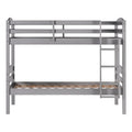 Gray Solid Wood Twin-over-Twin Bunk Bed Frame I656217