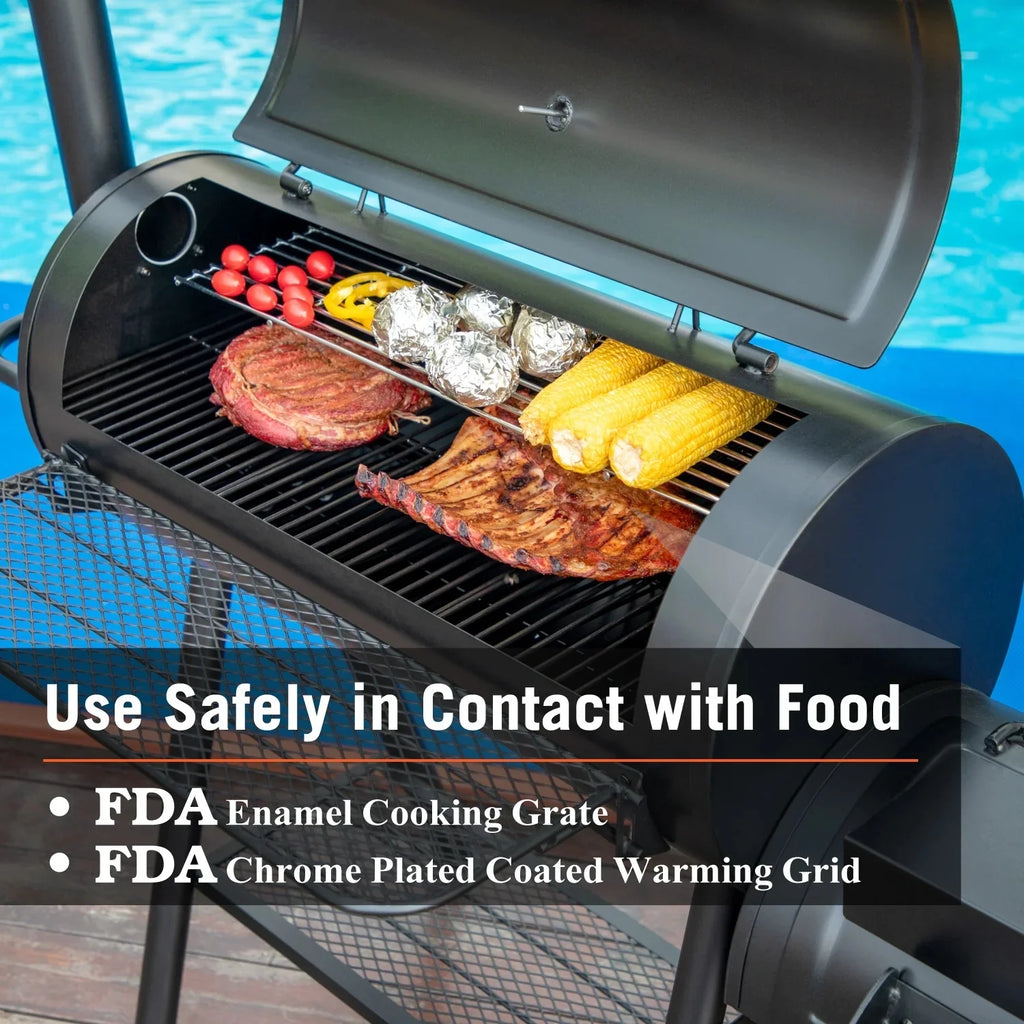 Charcoal Grill with Offset Smoker Black T294059