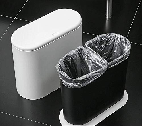 12 Liter White Plastic Trash Can with Press Top Lid F220727