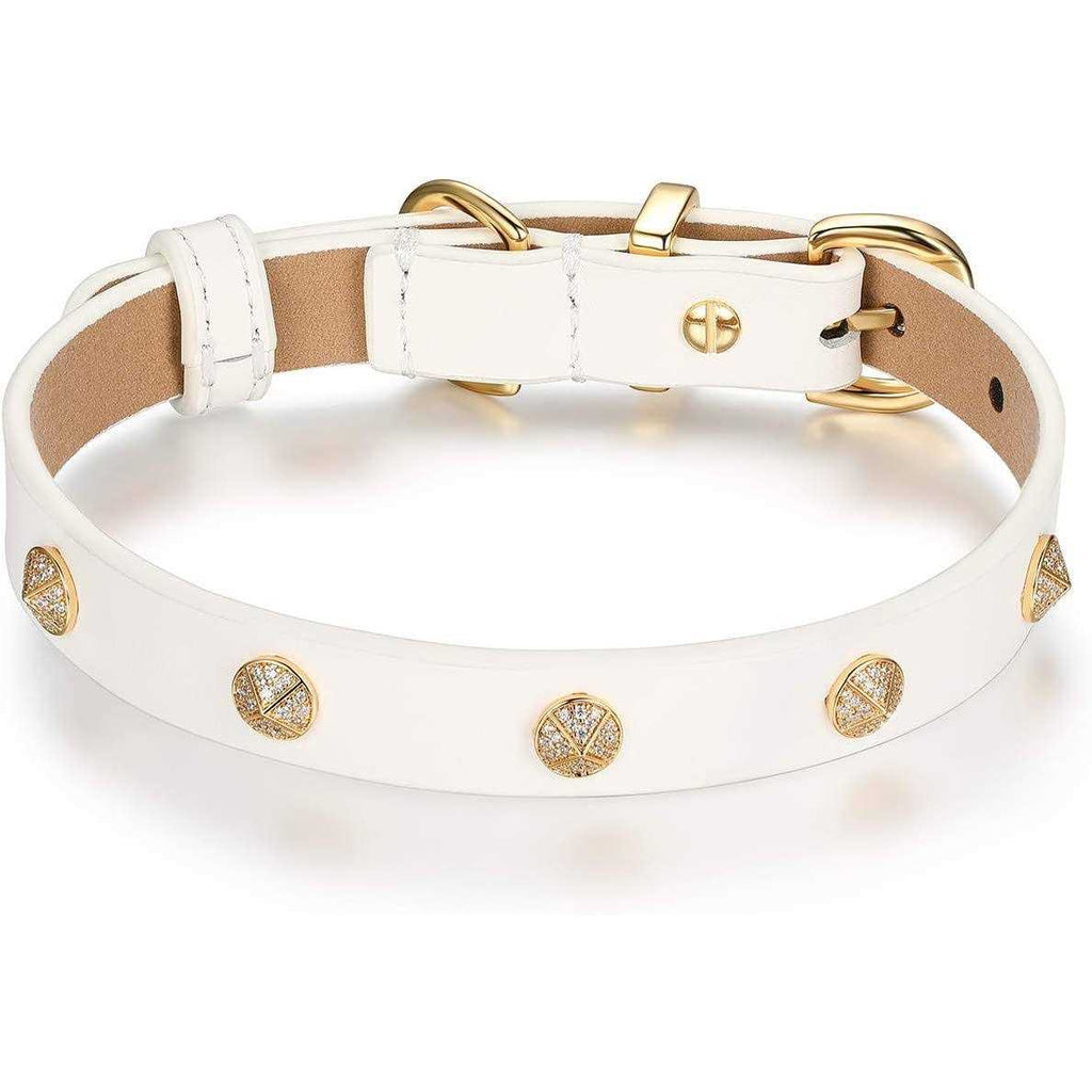 Genuine Leather & Microfiber Bejeweled Circular Stud Dog Collar G28773
