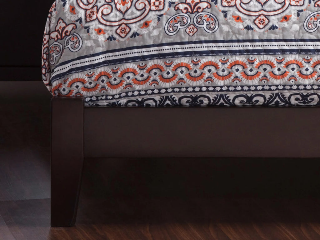 Full Low Profile Wood Platform Bed Frame with Panel Headboard A44427