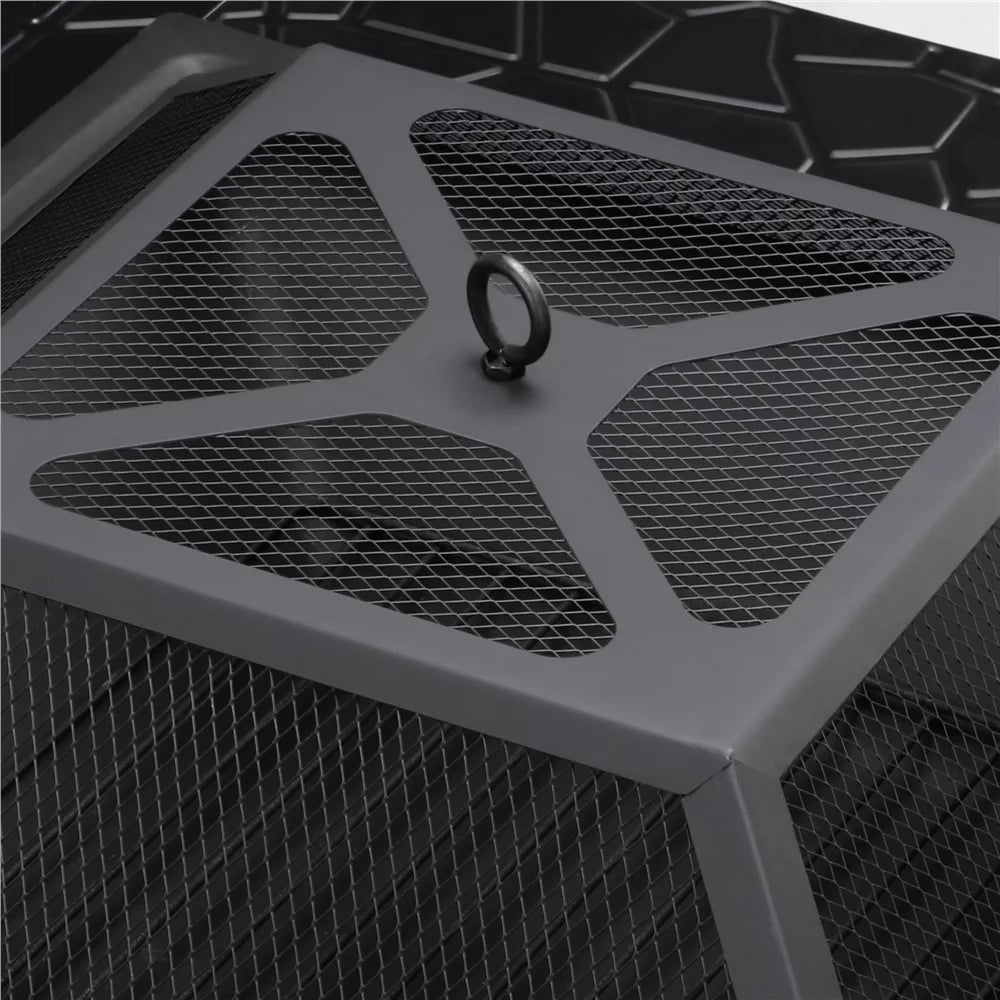 32'' Black Metal Square Fire Pit with Cover U2898