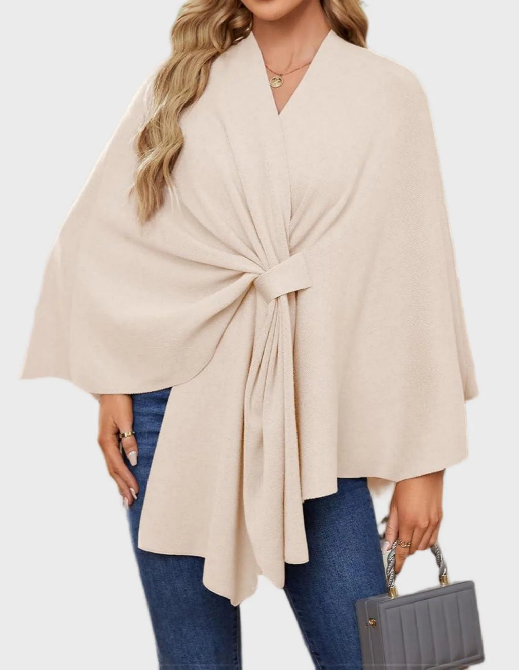 Shawl Wraps Open Front Poncho Sweater T6152