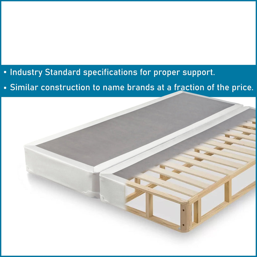 Fully Assembled 4 Split Wood Box Spring, Full, White E4590