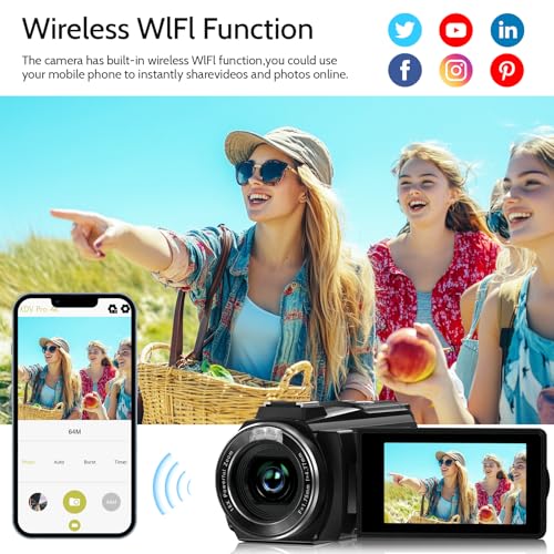 8K Video Camera Camcorder 64MP IR Night Vision 18X Zoom WiFi M968928