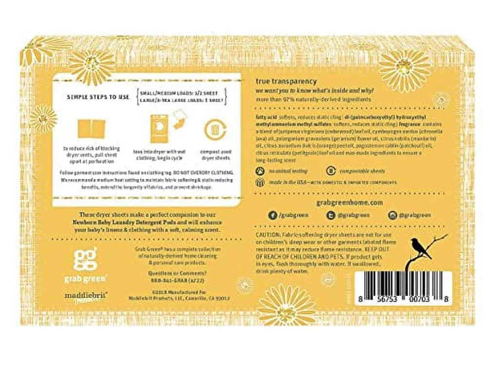 Baby Laundry Dryer Sheets Calming Chamomile 3 Count L884046