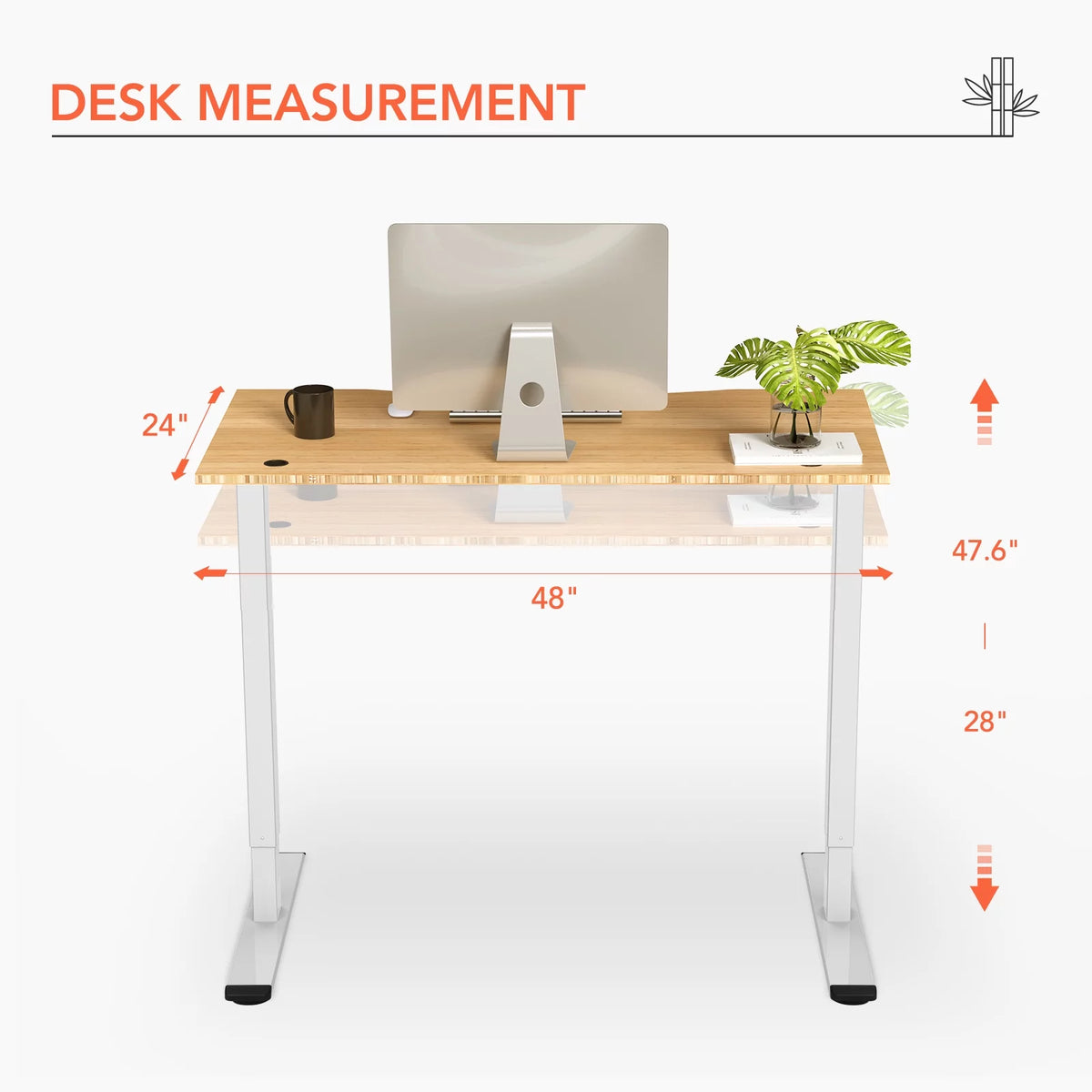 48"x24" Height Adjustable Standing Desk K404