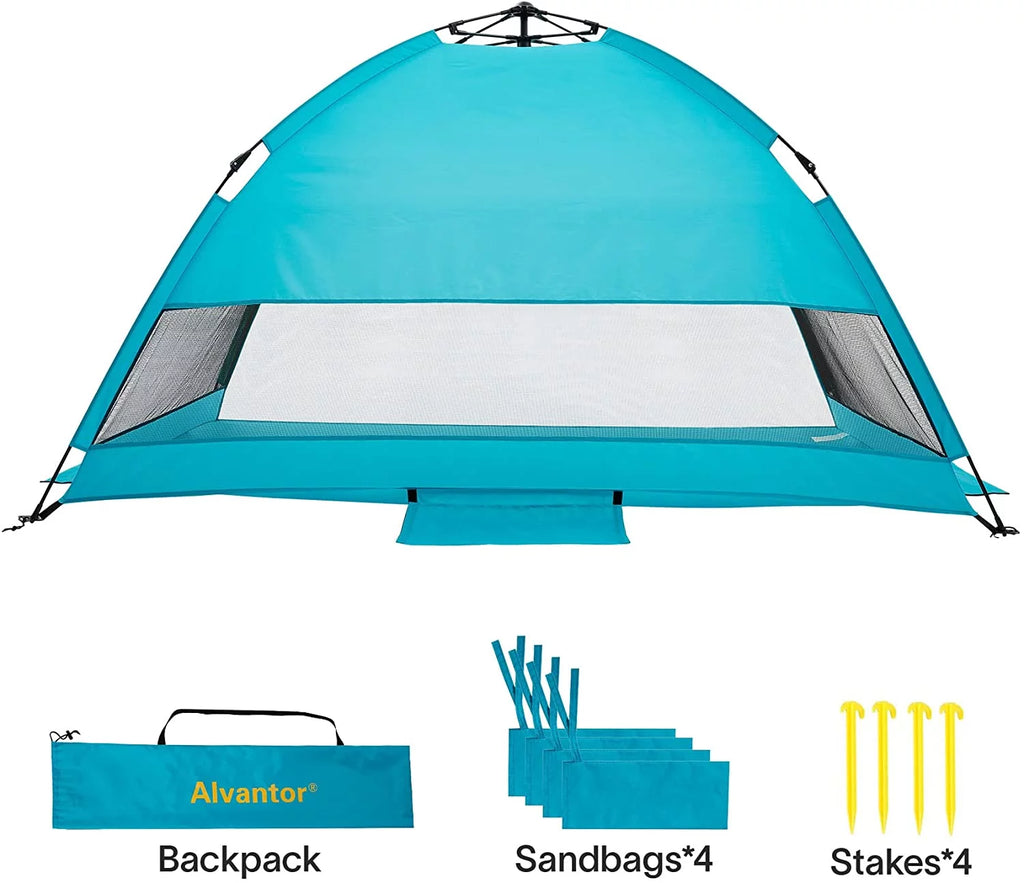 Beach Umbrella Tent Automatic Pop Up Sun Shelter UPF 50+ Canopy Y724165