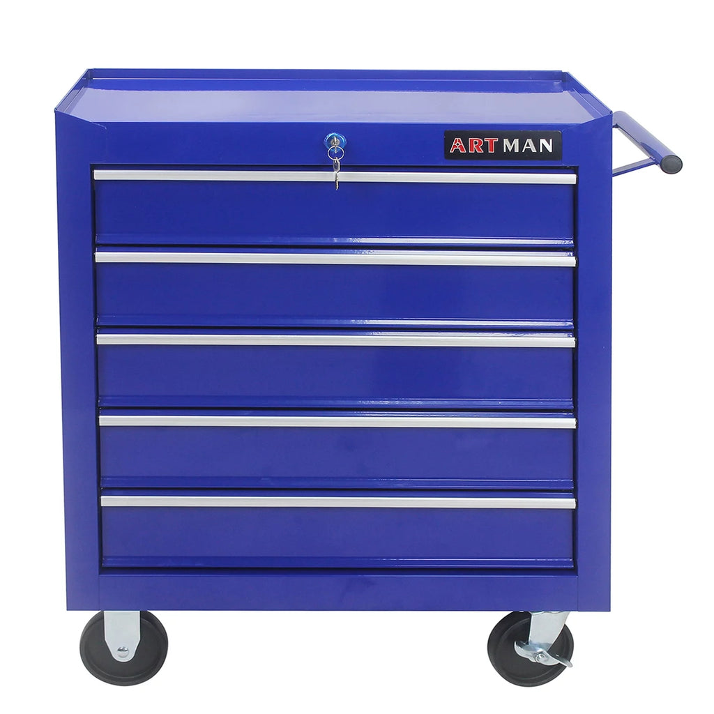 Rolling Tool Chest with 8 Drawers, Red Lockable Storage Cabinet O374