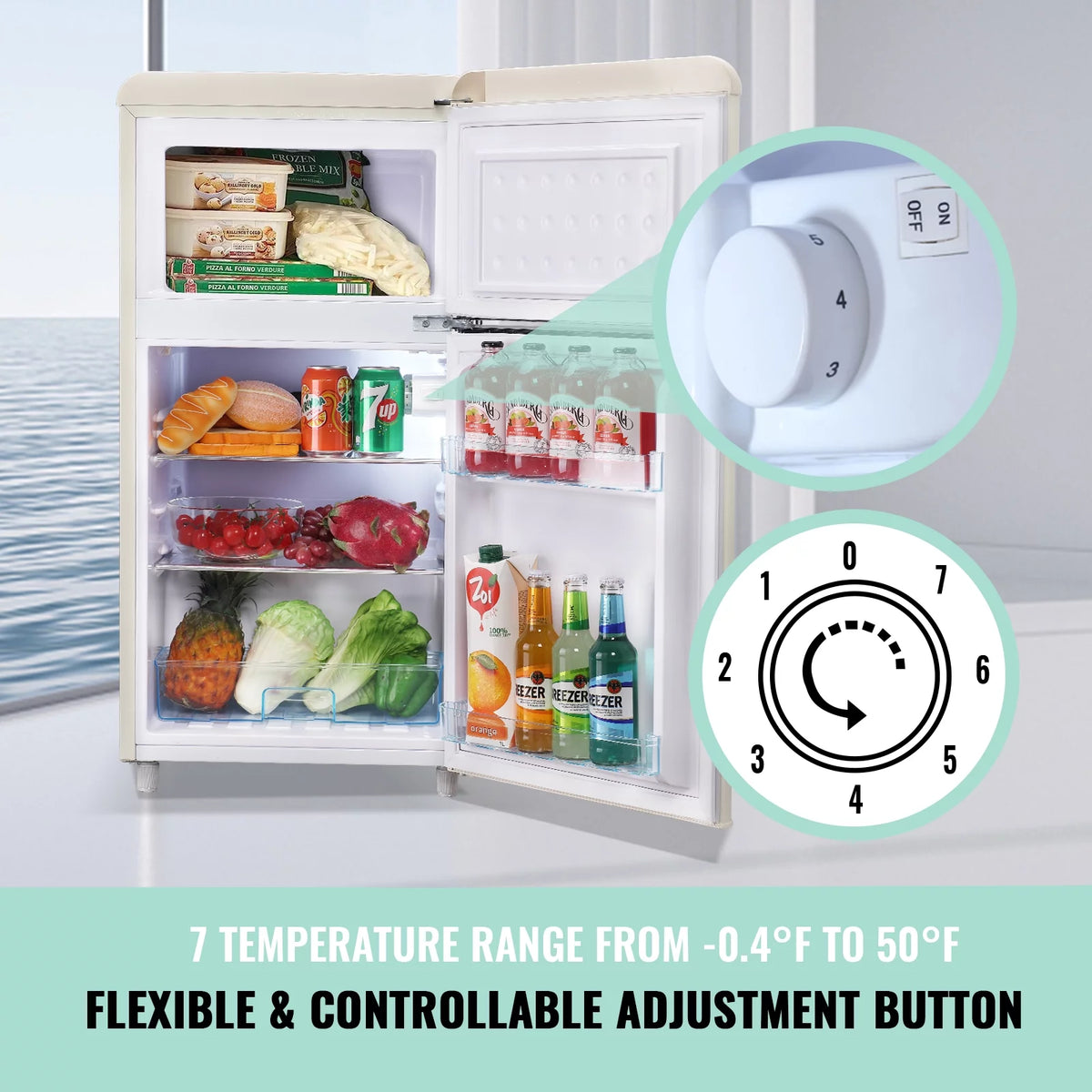 Mini Refrigerator Dual Door Fridge with Handle H456
