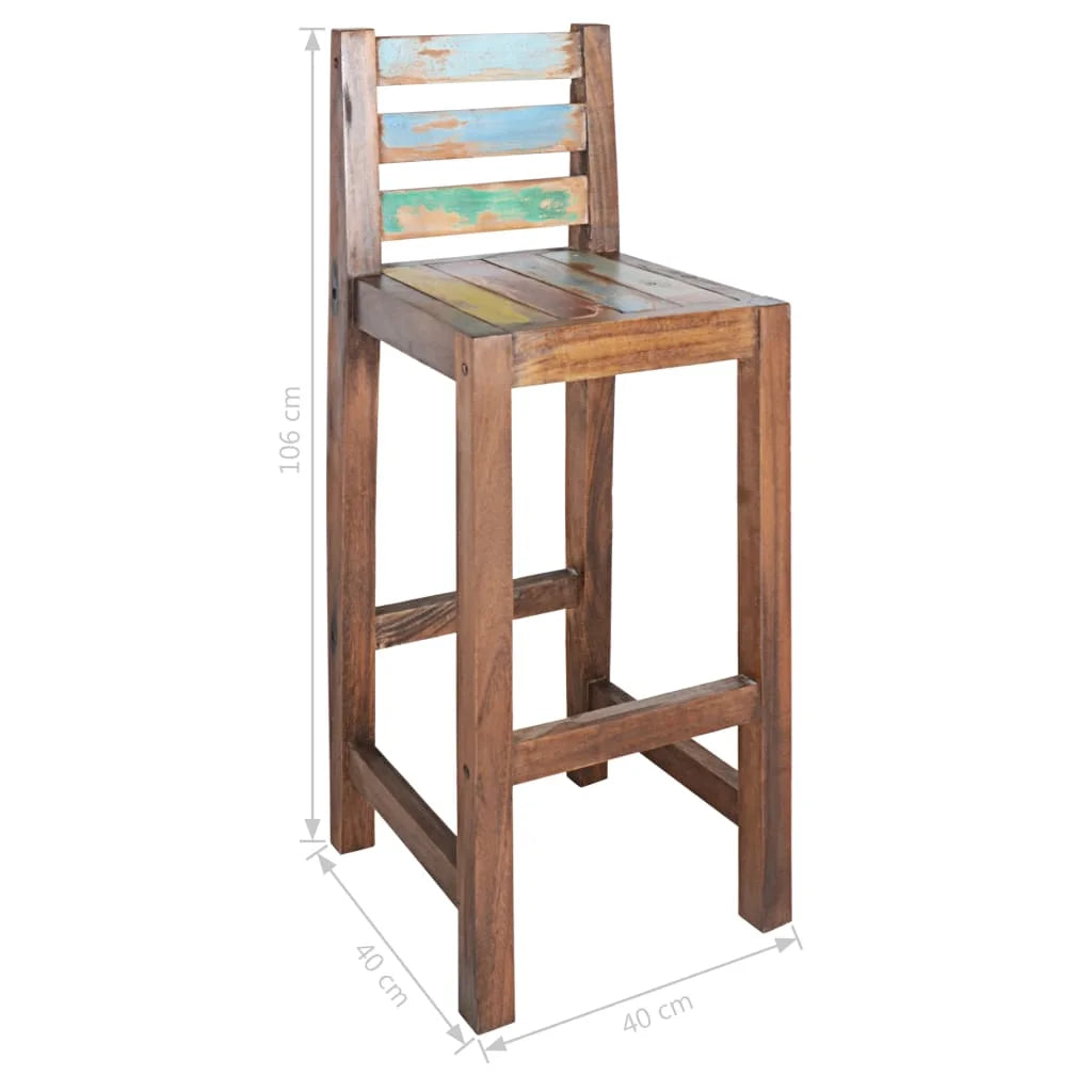 Solid Reclaimed Wood Bar Stools 2 pcs Q9576