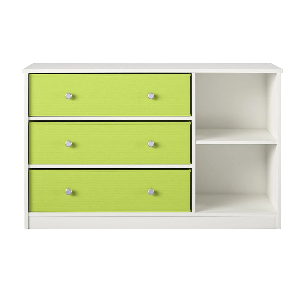 White Wide Dresser with 3 Fabric Bins U154836