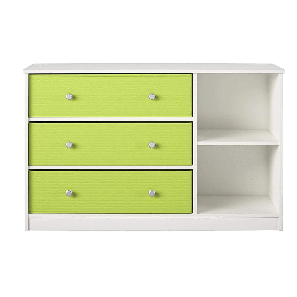 White Wide Dresser with 3 Fabric Bins U154836