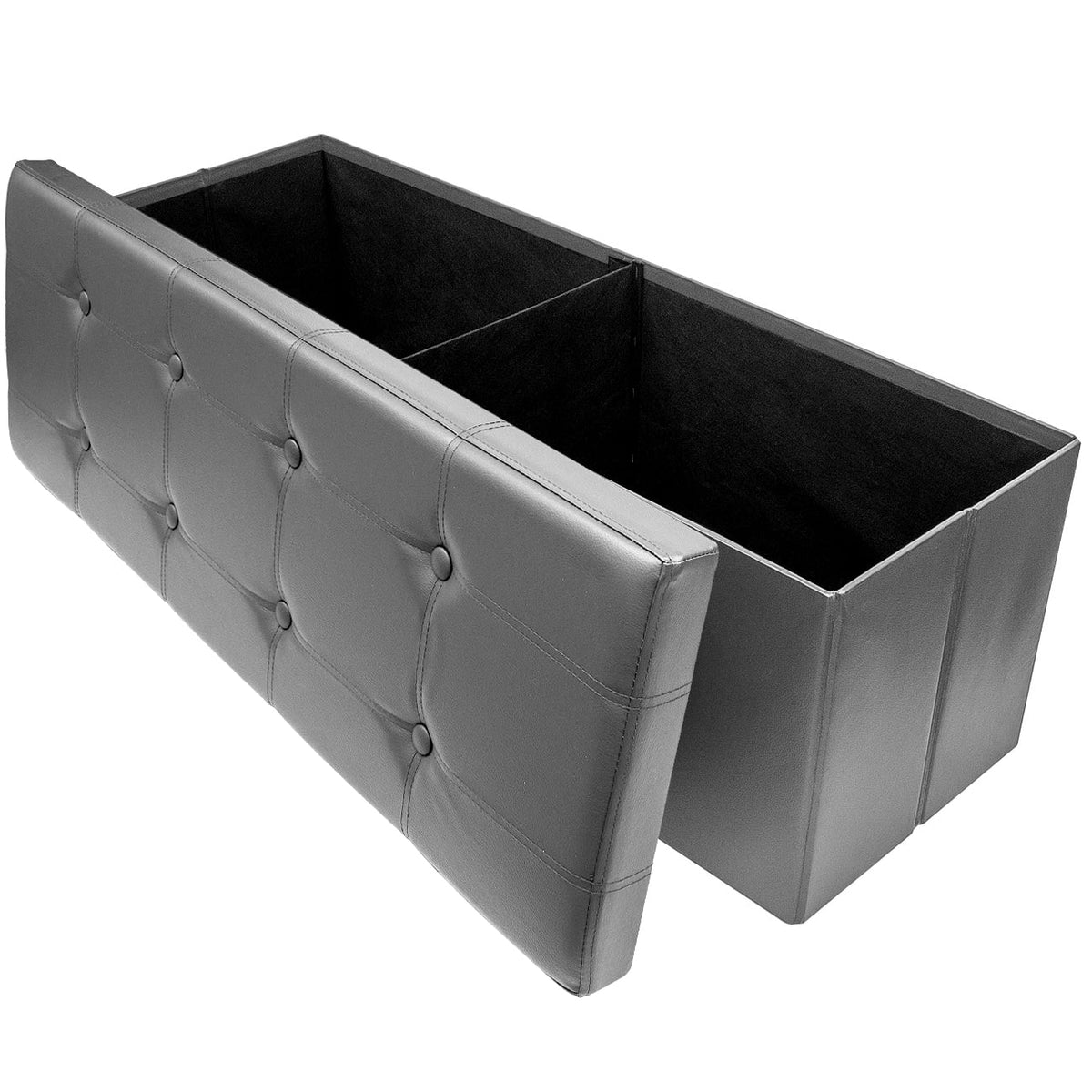 Faux Leather Folding Storage Ottoman Bench V8024