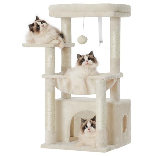 Light Gray Cat Tree with Cat Basket and Scratching Posts R76596