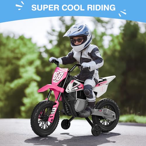 12V Kids Motorcycle with Training Wheels D191678