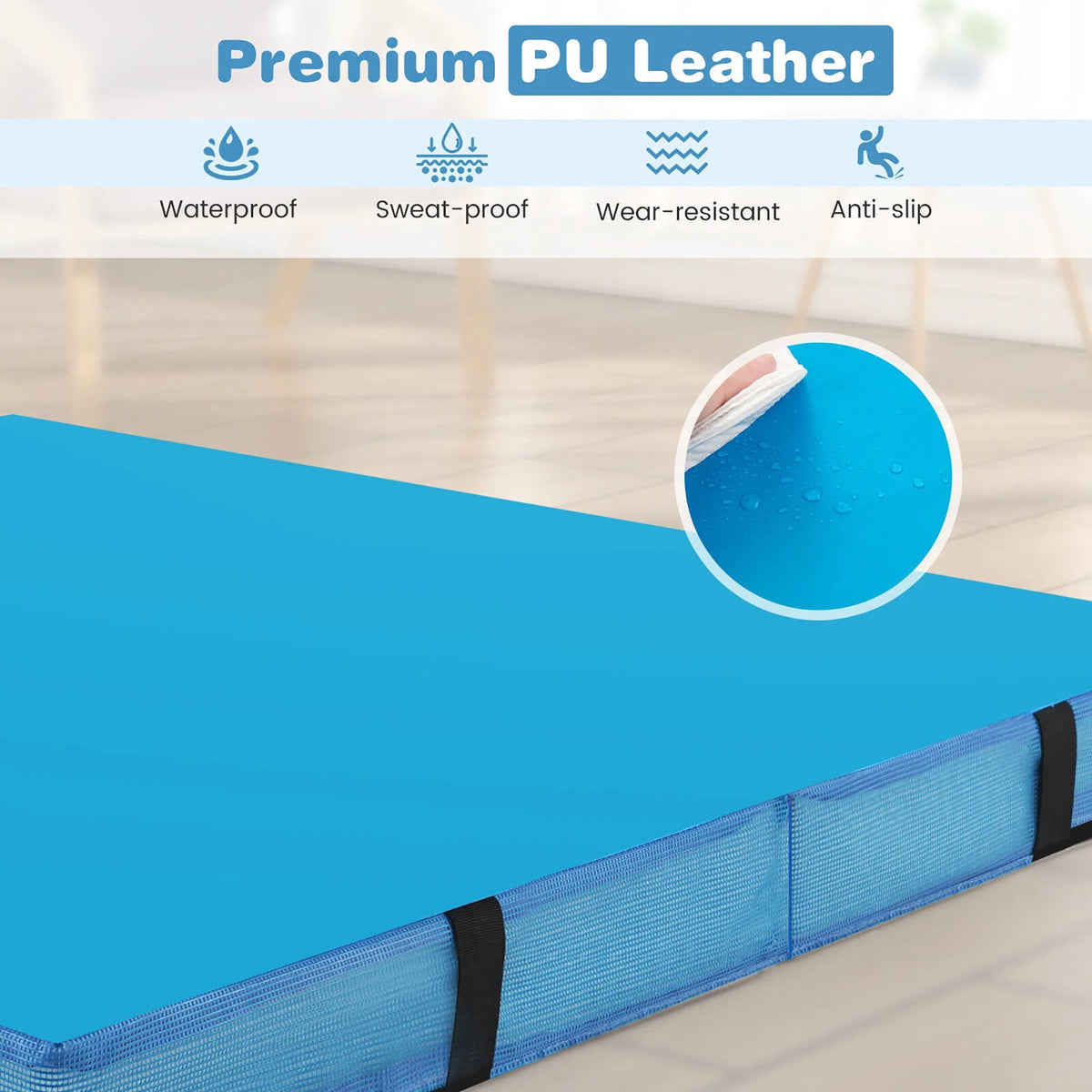 Blue 4'x4'x4'' Bi-Folding Gymnastic Tumbling Mat with Handles A873