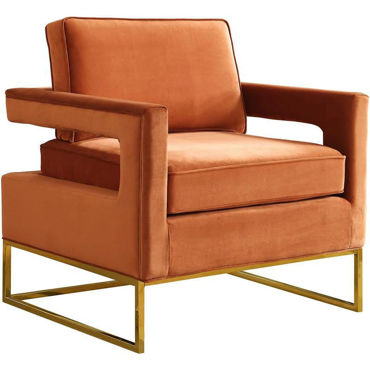 Velvet Accent Chair in Cognac and Gold X7766