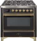 36 Dual Fuel Propane Gas Range Matte Graphite Brass Trim R933153