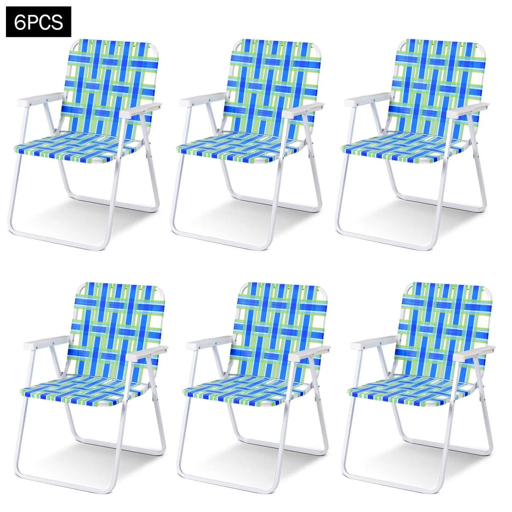2PCS Lightweight Folding Beach Chair Blue O6454