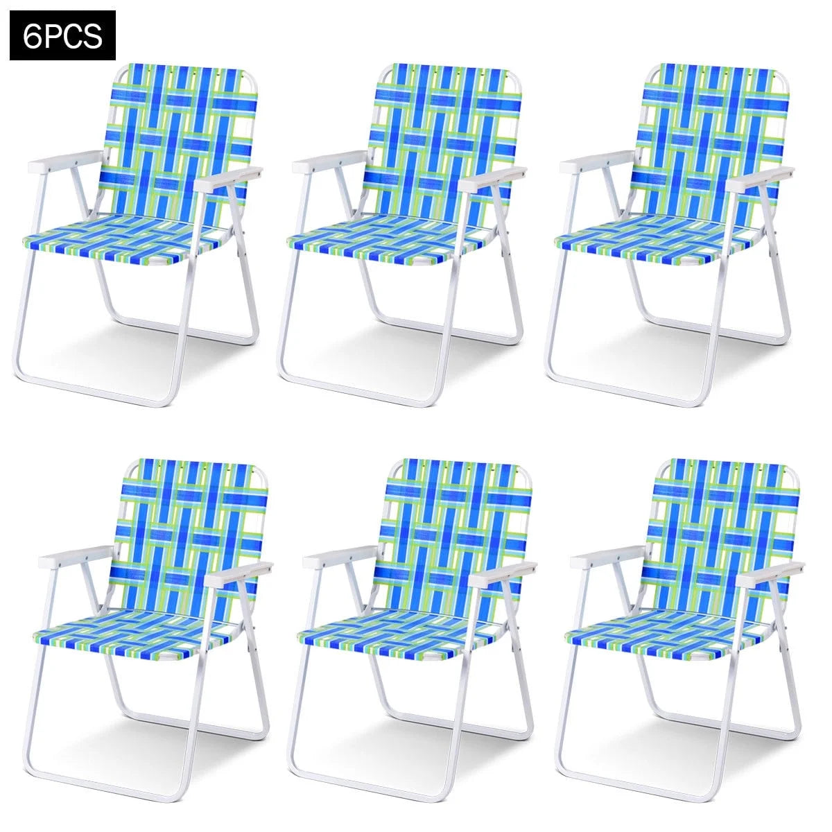 2PCS Lightweight Folding Beach Chair Blue O6454
