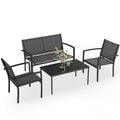 4 Pieces Patio Furniture Set with Glass Coffee Table, Black N521