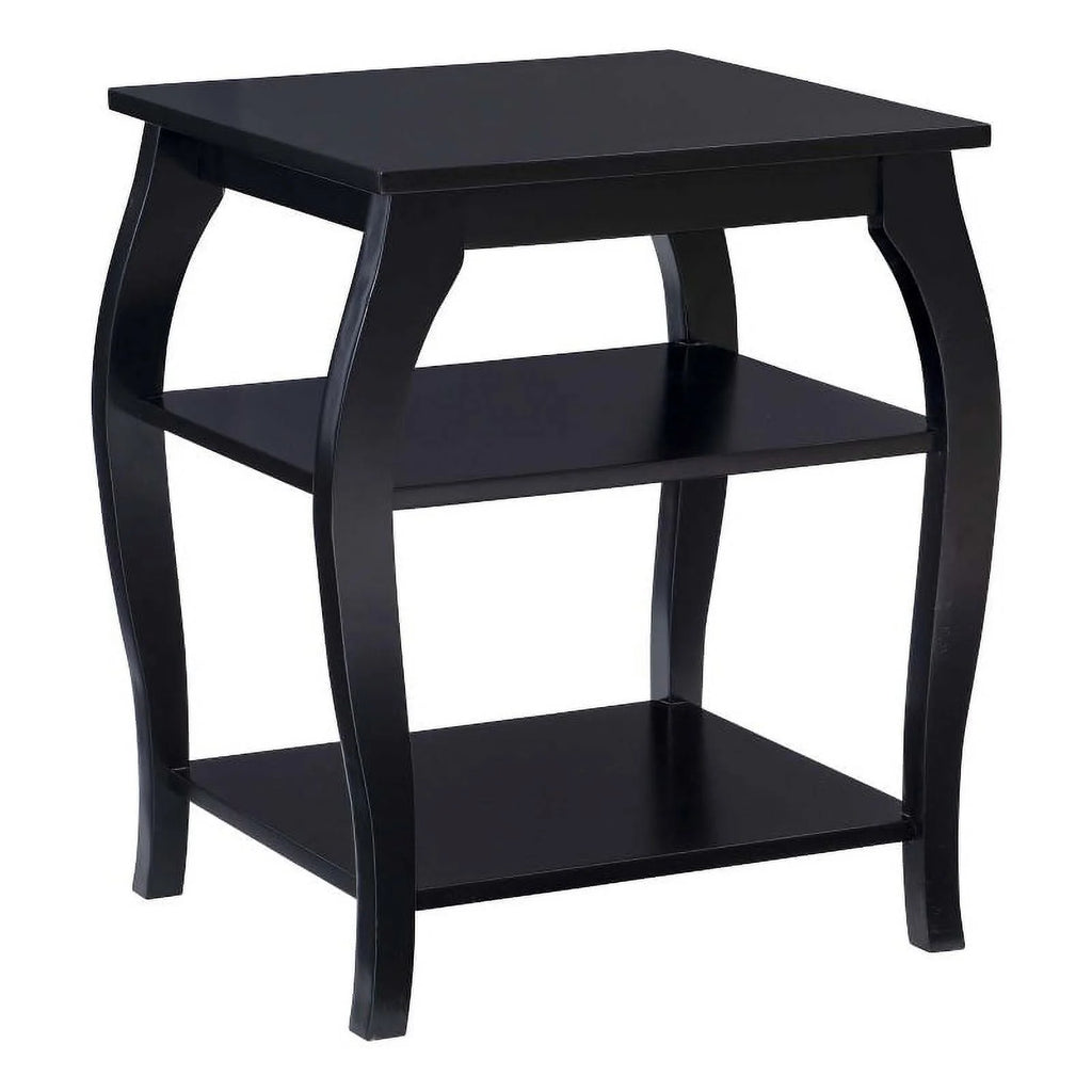 Black Wood Side Table with 2 Shelves S16119